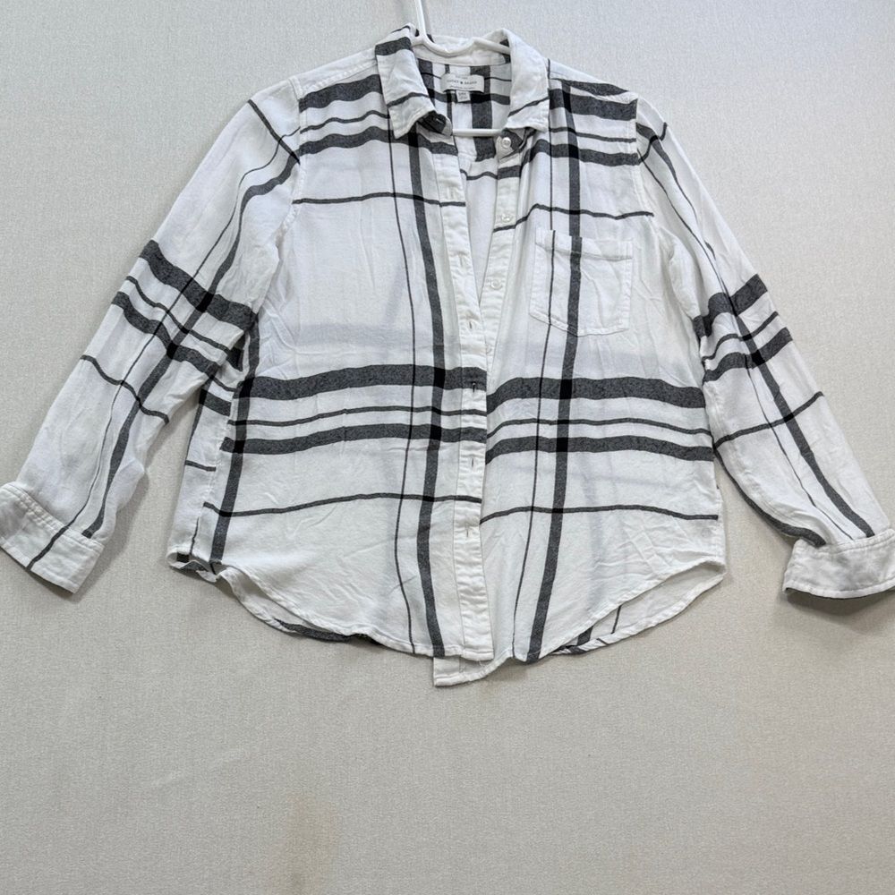 Lucky Brand Ivory and Charcoal Striped Button Down Shirt